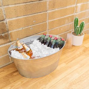 Modern Design Galvanized <b>Ice</b> <b>Bucket</b> With Handle Oval Wine Cooler Perfect For Outdoor <b>Garden</b> Parties Beer Chiller - Product Image 1