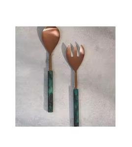 Ensemble de service à salade en résine et acier inoxydable de 2 pièces pour la maison, fête, couverts en métal de qualité supérieure - Product Image 2