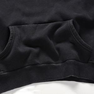 Granel personalizado 500gsm alto peso hombres llano en blanco desgastado Todo Negro lavado Sudadera con capucha de gran tamaño con limo lateral sudaderas con capucha - Product Image 6