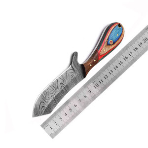 Couteaux de chasse de petite taille de haute qualité pour la survie en plein air, en acier Damas, couteau de boucher, couteaux de cowboy avec étui en cuir pancake - Product Image 6