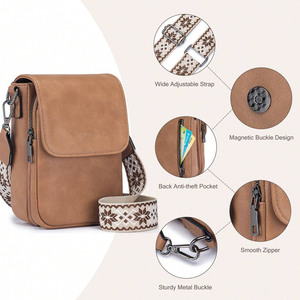 Portafoglio in Pelle con Tre Scomparti e Slot per Carte, Borsa a Tracolla per <span class=keywords><strong>Cellulare</strong></span> da Donna - Product Image 2