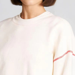 Conjunto de Sudadera y Pantalones Cortos de Felpa de Algodón Sólido para Mujer, Cuello Redondo, Corte Holgado, Alta Calidad - Product Image 2