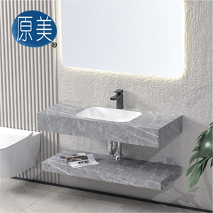 Meubles <span class=keywords><strong>de</strong></span> salle <span class=keywords><strong>de</strong></span> bain suspendus <span class=keywords><strong>de</strong></span> luxe, nouvelle conception, vente en gros, pas cher, vasque en pierre frittée, <span class=keywords><strong>meuble</strong></span>-lavabo en marbre - Product Image 3