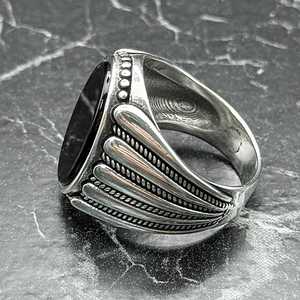 Handmade Ottoman Vintage Turkish Jewelry Men's Black Onyx Silver <b>Ring</b> Hip-Hop Style Masculine <b>Statement</b> <b>Ring</b> for Engagement - Product Image 4