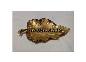 Plat de service en aluminium doré poli Plat à chocolats en forme de feuille de taille personnalisée pour accessoires d'hôtel - Product Image 6