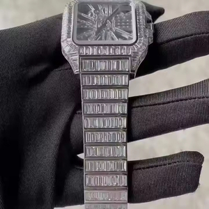 Baguette Cut Moissanite de alta calidad Full Iced Out Square Skeleton Watch con movimiento completamente automático para hombres - Product Image 4