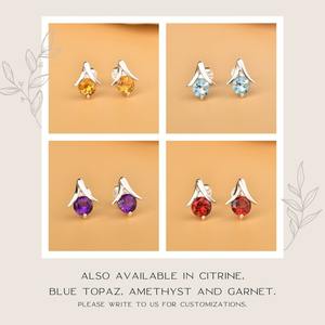 2025 Natural Amethyst <b>Stud</b> Earrings 925 <b>Sterling</b> <b>Silver</b> February Birthstone Jewelry for Women Girls Gift Wholesale Custom Export - Product Image 5