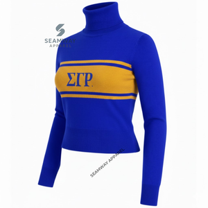 Pull à col roulé Sigma Gamma Rho Sorority pour femme, pull tricoté à col haut, pull décontracté à col montant, pull chaud à col polo - Product Image 2