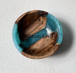 ชามผลไม้ขอบไม้เรซินอีพ็อกซี่ธรรมชาติ,ชุดภาชนะอาหารเย็นชามไม้ตกแต่งชามสลัดแบบสร้างสรรค์ - Product Image 2