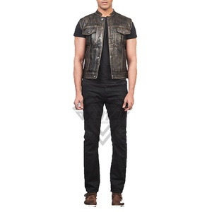 Chaleco de cuero transpirable para motociclistas, ropa exterior sin mangas para moda urbana, viajes y conducción, chalecos de cuero para motociclistas para hombre - Product Image 5