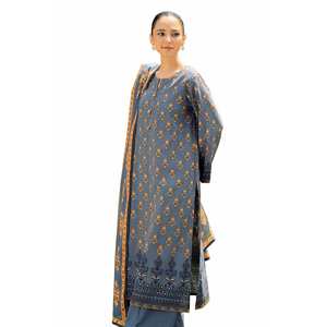 Traje Salwar Kameez de 3 Piezas sin Coser, de Algodón Khaddar Estampado, Ropa Étnica Pakistaní e India para Festivales-SD-42130 - Product Image 4