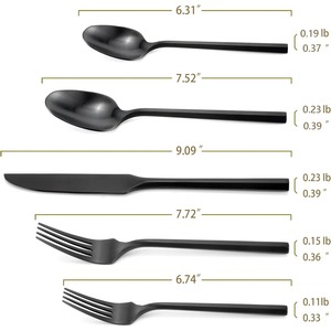 Ensemble de couverts finis bleus mats simples vaisselle pratique en acier inoxydable moderne pour la cuisine à la maison et les besoins quotidiens des repas - Product Image 3