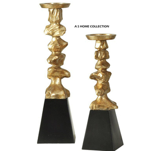 Porte-bougie de table en métal doré poli, tendance, exclusif, pour la décoration de la maison, du salon, des fêtes de Noël, des événements, cadeau de Noël - Product Image 1