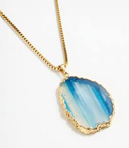 Collier pendentif en agate plaqué or écologique de luxe pour femmes avec pierre naturelle Design moderne pour les fêtes et les vacances - Product Image 2