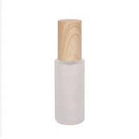 Vente en gros de flacons pulvérisateurs en verre givré de 30 ml, 50 ml, 100 ml avec bouchon imitation bois, réutilisables, pour lotion, parfum
