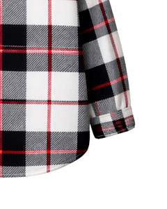 Chemise-veste surdimensionnée à carreaux noirs, blancs et rouges pour homme, manches longues, boutonnée, chaude, idéale pour l'hiver - Product Image 4