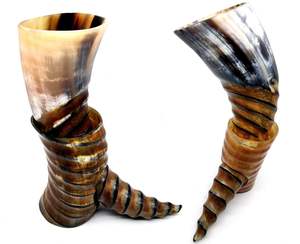 Corne à boire Viking polie attrayante décoration de sculpture sculptée de style animal d'ange unique par HF CRAFTS - Product Image 2