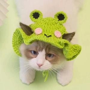 Pets Funny Cute Crochet Handmade <b>Hat</b> Cat Yarn Knitted <b>Hat</b> Small Dog Decorative Accessories - Product Image 6