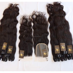 Mèches péruviennes à cuticules alignées, cheveux brésiliens en vison vierge 100 avec fermeture frontale en dentelle Hd - Product Image 1