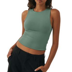 Camiseta sin mangas de punto de algodón suave y transpirable para mujer, fabricante OEM para verano, ropa de calle al por mayor a granel, suministro de moda - Product Image 6