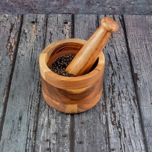 Mortier et pilon en bois d'acacia faits à la main, parfaits pour le broyeur d'herbes, d'ail, d'épices de noix et d'ustensiles de cuisine. - Product Image 2