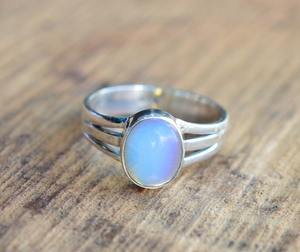 แหวนเงินทำด้วยมือสไตล์ Boho เครื่องประดับ925เงินสเตอร์ลิงแหวนอัญมณีโอปอลสีเงินสเตอร์ลิงเครื่องประดับสำหรับผู้หญิงของขวัญสำหรับผู้หญิงสำหรับเธอ - Product Image 3