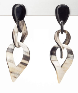 Boucles d'oreilles ethniques en corne de vache couleur naturelle pour femmes bijoux faits à la main boucles d'oreilles à breloques en corne de buffle par glowin fashion - Product Image 2