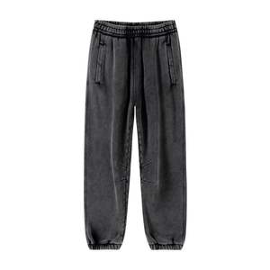 Ensemble de pantalons de survêtement à capuche pour hommes personnalisés tissu écologique lavé à l'acide en détresse fermeture éclair Style décontracté Jogger pantalons de survêtement à capuche - Product Image 3