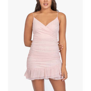 Abito Rosa XL con Puntini Luccicanti e Arricciature di B Darlin Junior, Traspirante, Lavorato all'Uncinetto, Lunghezza al Pavimento, con Volant Naturali per Feste Diurne - Product Image 1