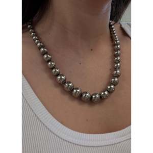 Collier vintage en argent perlé avec placage or, style bohème mignon, chaîne religieuse chrétienne en forme de boule, idéal pour un cadeau - Product Image 3