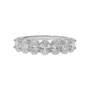 Anillo DE BODA certificado IGI chapado en rodio CVD HPHT cultivado en laboratorio de 3 CT en forma de óvulo con 6 diamantes aniversario - Product Image 3
