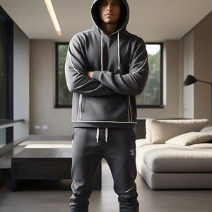 400 Gsm Hoodies Jogger Pants 2 piezas Zip-Up Chándal Hombres Oversize Jogging Sports Hoodie Sweatpants Set Hombres - Product Image 5