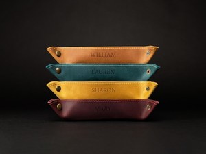 Personalized Valet Tray Organizer Leather Accessories Father Day Anniversary Gift Office <b>Desk</b> Decor Catchall LTY-0001 - Product Image 3