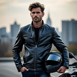 2024 chaquetas de cuero genuino con cremallera de ropa deportiva personalizada para hombres de alta calidad | Chaquetas de cuero de piel de oveja de otoño e invierno para hombres - Product Image 6