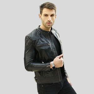 Chaqueta de piel de oveja con forro de borrego, estilo casual, tipo aviador, con cierre de cremallera, chaqueta bomber de piel auténtica con pelo. - Product Image 5