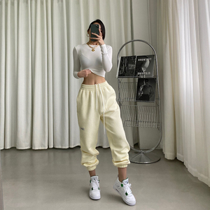 Ensemble deux pièces pour femme, haut à manches longues à devant plat et pantalon à cordon de serrage avec perles, en tissu gaufré, vêtements de détente imperméables et écologiques - Product Image 6