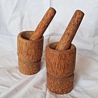 Petit ensemble mortier et pilon en bois de noix de coco pour cuisine outils de broyeur d'herbes à épices en bois de coco palmier