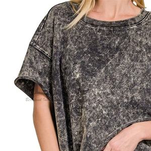 Camiseta ajustada de lavado ácido para mujer, transpirable, de secado rápido, hecho a medida, elegante, nuevo diseño, OEM, colores personalizados, transpirable - Product Image 2