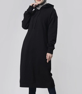 Vestido Sudadera con Capucha Modesto Personalizado para Mujer, Talla Grande, Manga Larga, Forro Polar, Abaya Islámica con Capucha, Servicio OEM - Product Image 2