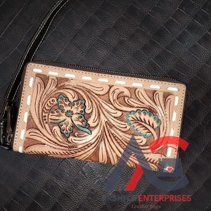 ใหม่มือเครื่องมือแกะสลักกระเป๋าสตางค์หนังคลัทช์เคสโทรศัพท์มีสไตล์หลายใช้กระเป๋าสตางค์กระเป๋าสตางค์หนังแท้สําหรับผู้หญิง - Product Image 1