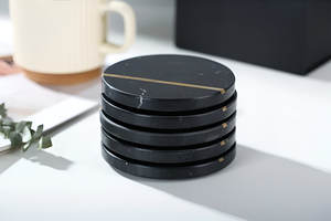 Premium Quality 4 Inch Round & Square Drink <b>Coasters</b> - 6Pcs or 4pcs Set Custom Design Luxury White Marble & Wood Round <b>Coaster</b> - Product Image 6