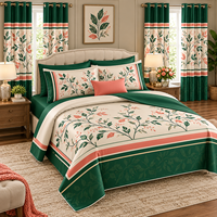 Ensemble de literie imprimé élégant avec rideaux, OEM ODM, ensemble de draps personnalisés, doux, facile d'entretien, marque privée