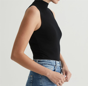 Long Sleeve Custom Classic Black <b>Women</b> Sleeveless Turtleneck - Rib Knit,Soft And Comfortable, Minimalist Layering Piece - Product Image 4