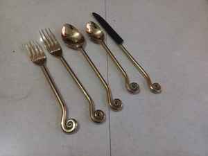 Juego de cubiertos con mango de palmera de alta calidad, cubertería de té dorado, 2021 - Product Image 6