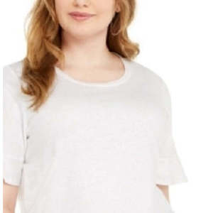 Camicetta e Camicia da Donna Michael Kors Taglie Forti con Maniche a Volant 3X Bianco Metallizzato - Product Image 2