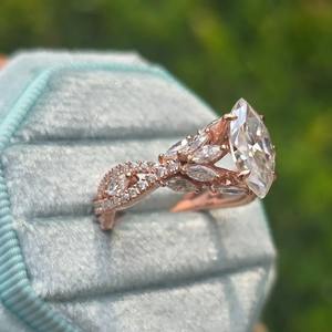 แหวนหมั้นเพชรโมอิสเพชรโมอิส925วินเทจสำหรับผู้หญิงแหวนแต่งงานประดับเพชรโมอิสซาไนต์ประดับเพชรอัญมณีสีเงินลายดอกไม้ - Product Image 5