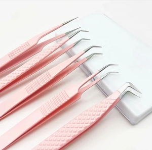 Pince à épiler d'extension de cils à pointe fibre acceptable OEM Logo privé professionnel Type L Pince à cils à pointe fine 75 degrés - Product Image 2