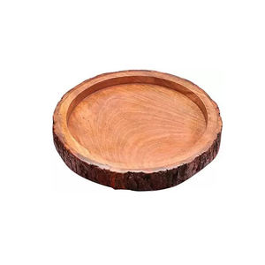 Plateau en bois d'acacia personnalisé, plateau de service rond en bambou pour les hôtels et les Restaurants - Product Image 1