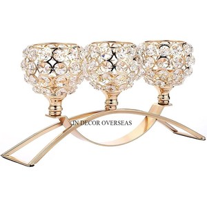 Latest Pattern Arrival Gold Plated Metal Unique Designer Stand For Clear Crystal Beaded <b>Candle</b> <b>Stick</b> <b>Holders</b> And Votive Supplies - Product Image 1