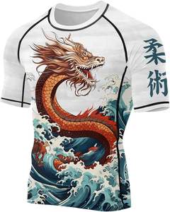 <b>Dragon</b> Men's Short Sleeve Compression Shirt Baselayer Skin Performance Fit Rash Guard for MMA BJJ Jiu Jitsu - Product Image 2